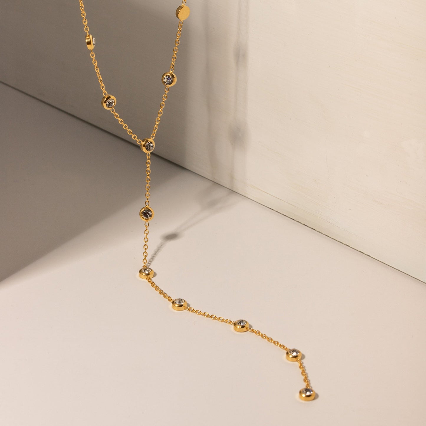 Aurora Glow Dainty Y-Chain 18K Gold Plated Necklace