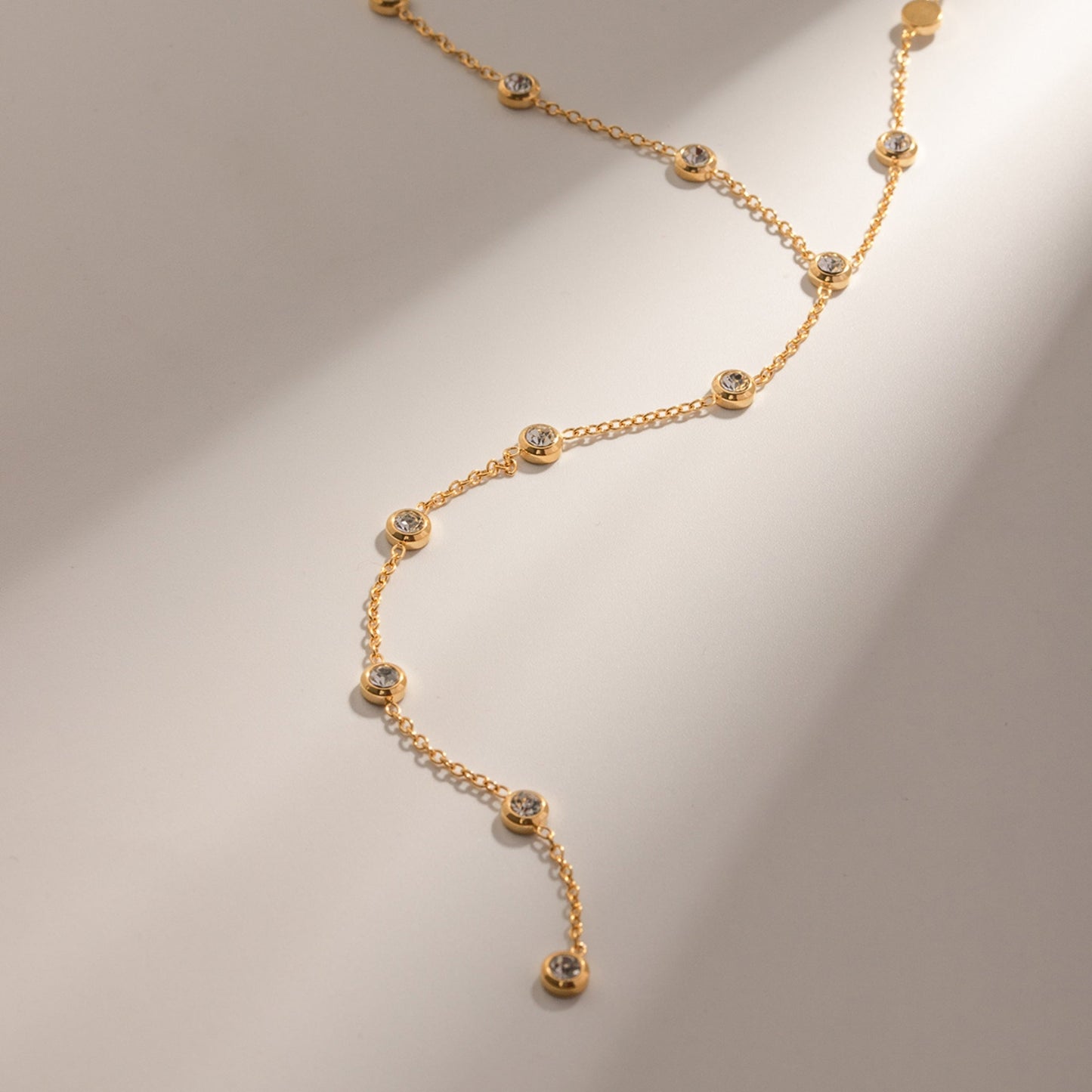 Aurora Glow Dainty Y-Chain 18K Gold Plated Necklace