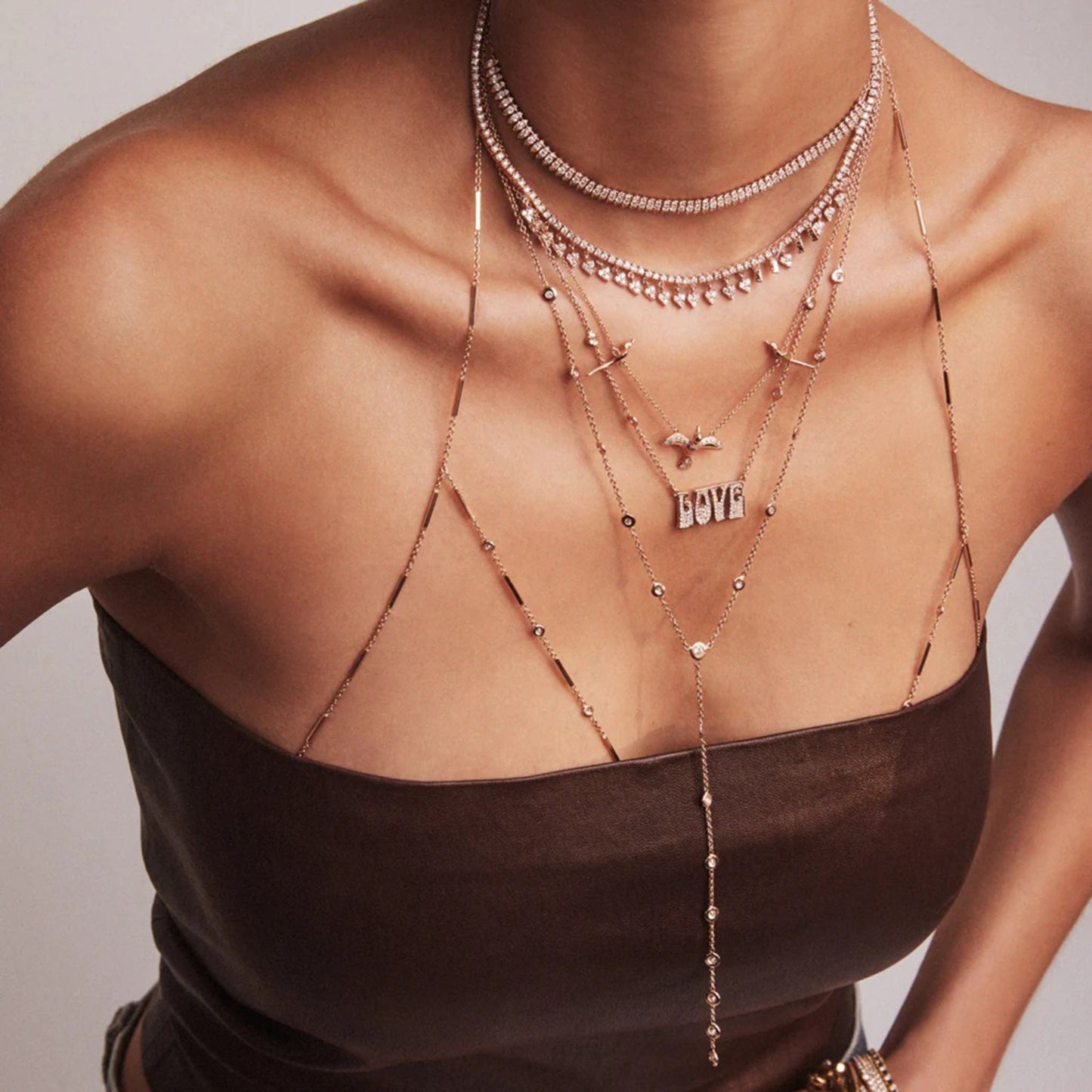 Aurora Glow Dainty Y-Chain 18K Gold Plated Necklace