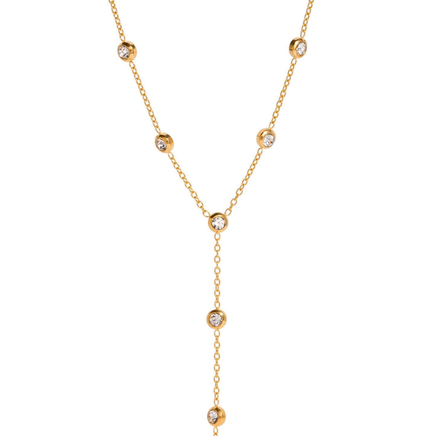 Aurora Glow Dainty Y-Chain 18K Gold Plated Necklace