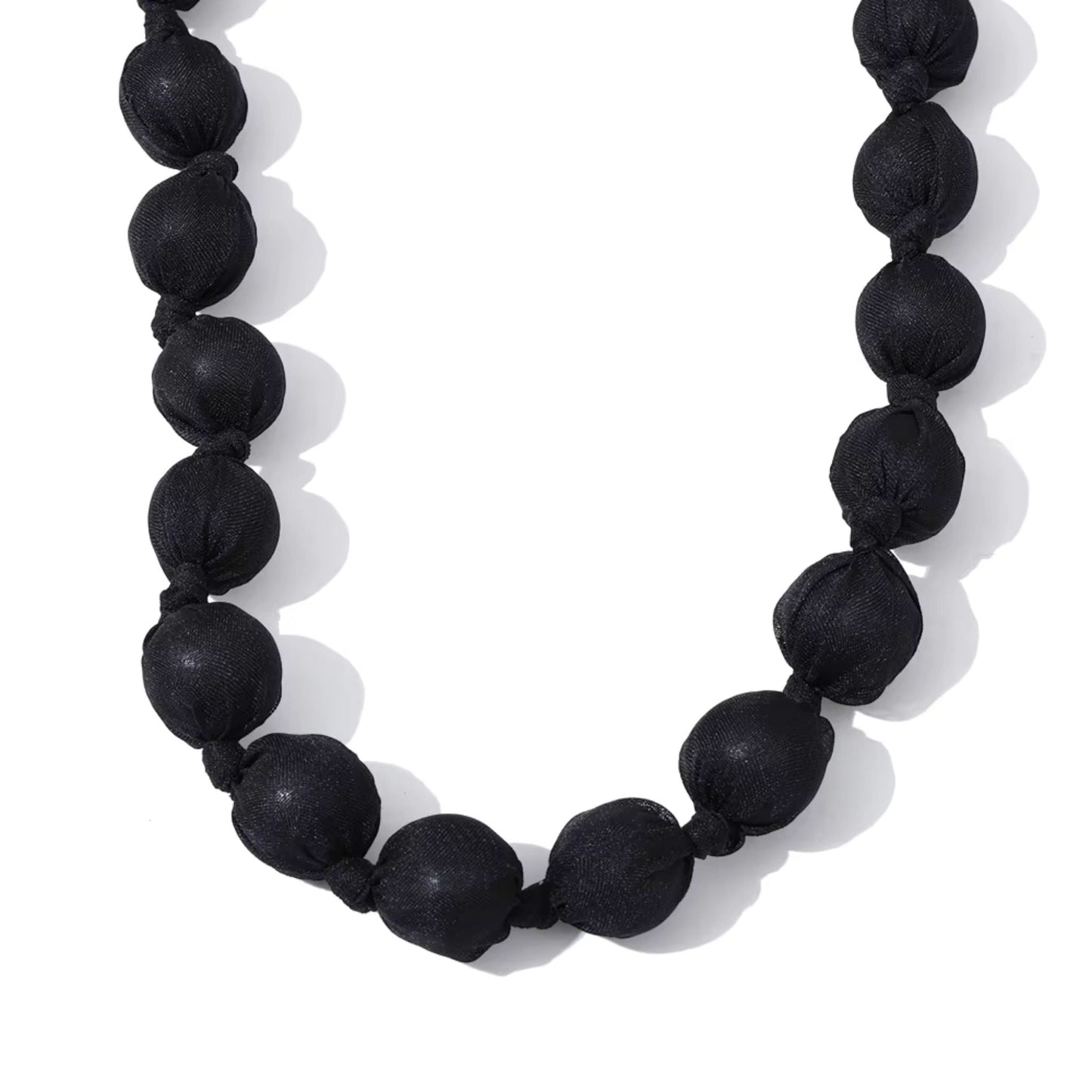 Autumn Luxe Fabric-Wrapped Beaded Long Necklace