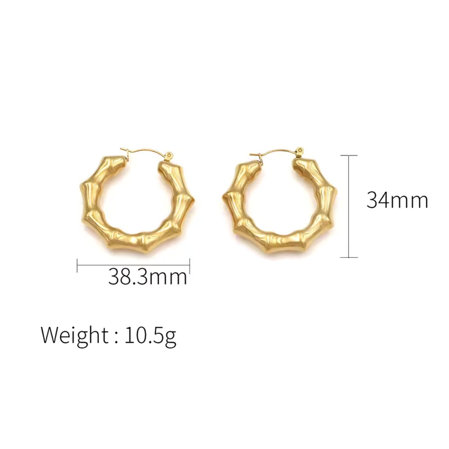 Details for the Bamboo Twist Hoop Earrings styled for a natural yet sophisticated look, perfect for any occasion and birthday gifts.