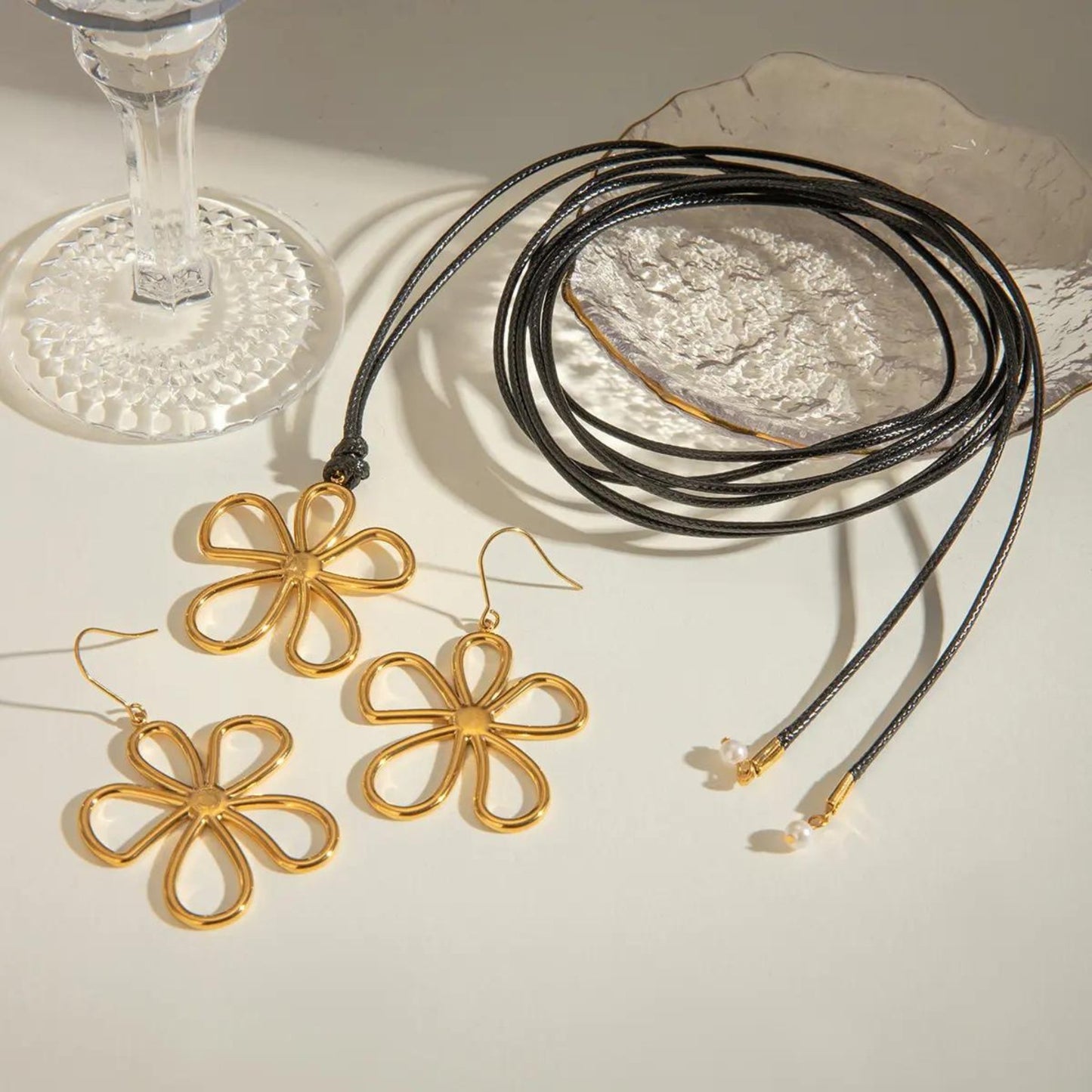 Blossom Bloom Necklace & Earrings Set presented in elegant gift packaging, perfect for special occasions or gifting.