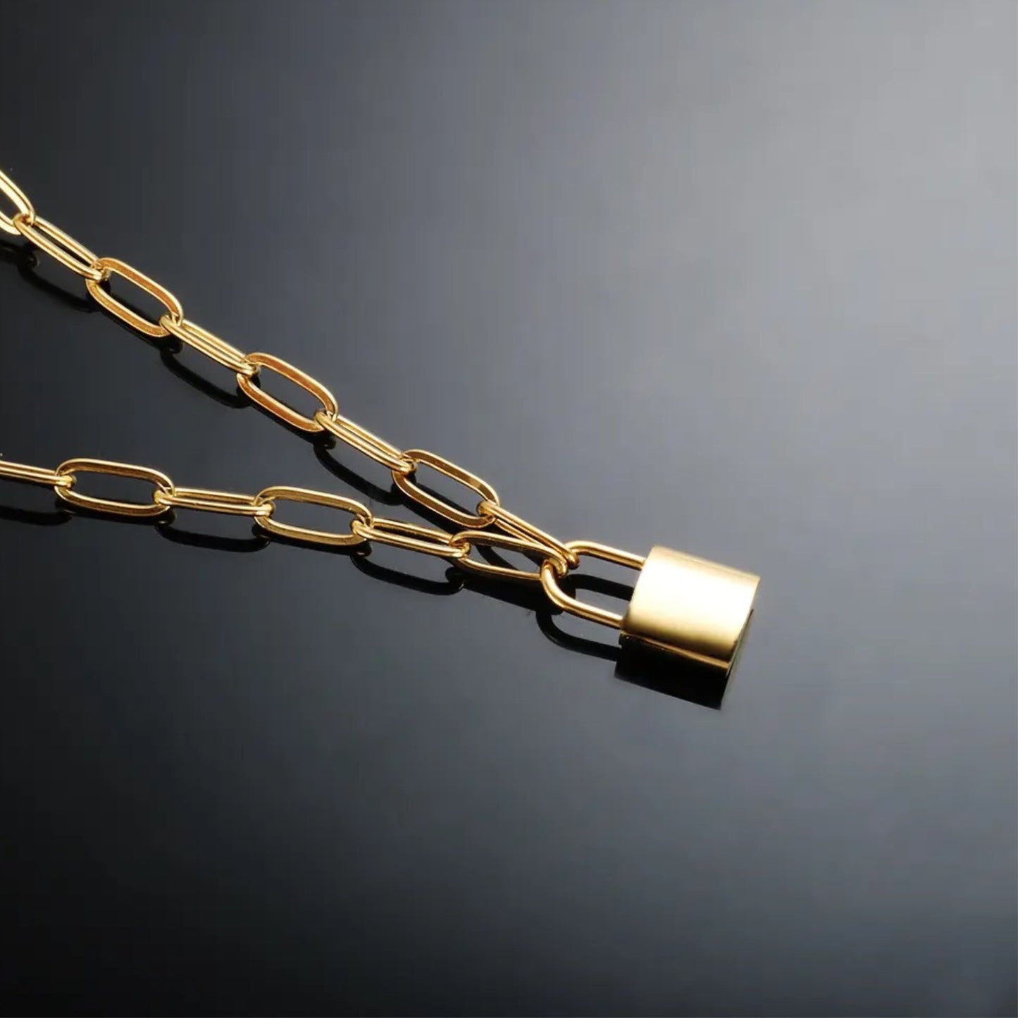 Bold Lock Pendant Chain Necklace