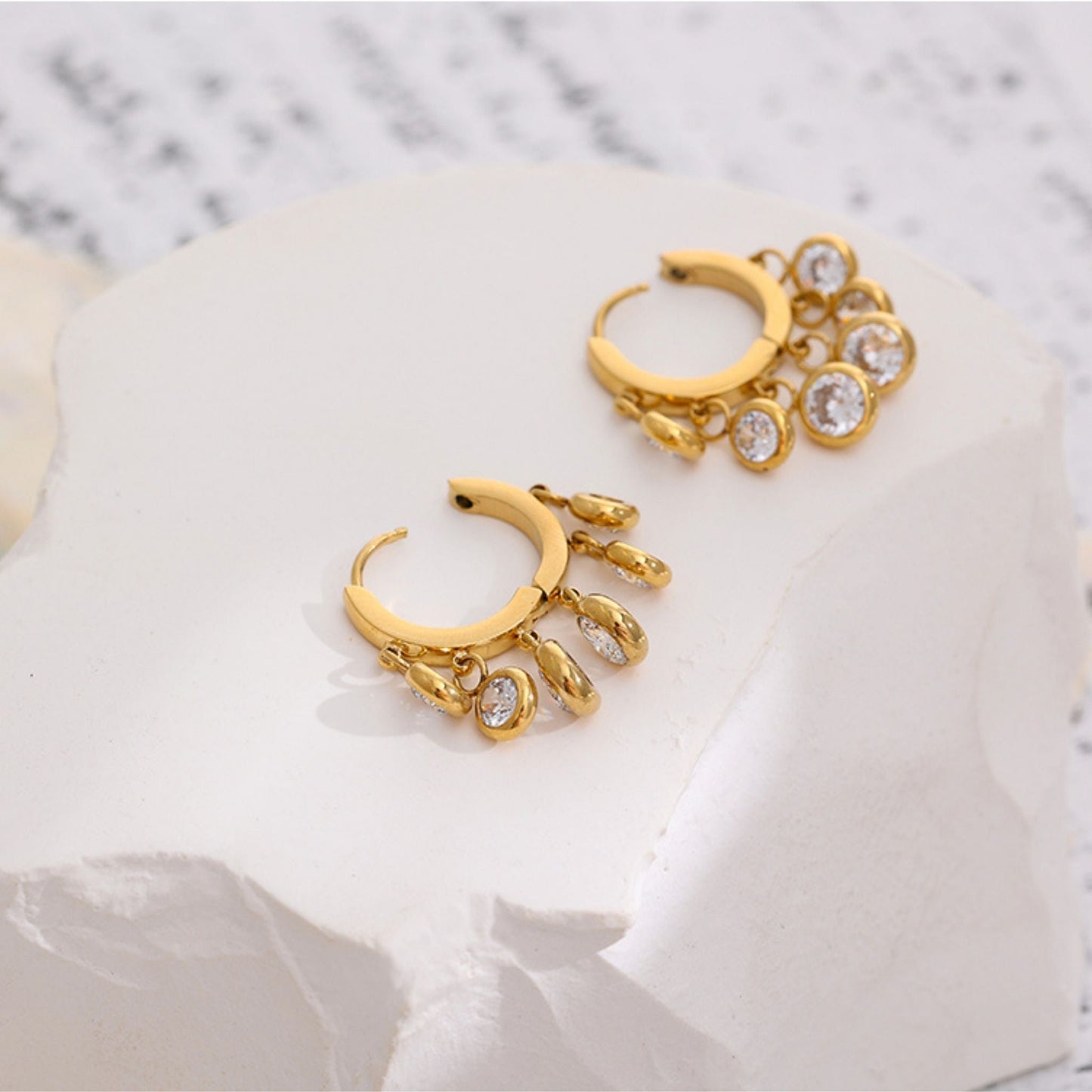 Celeste Sparkle Hoop Gold Plated Earrings