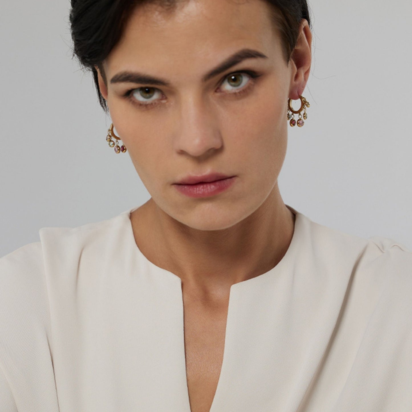 Celeste Sparkle Hoop Gold Plated Earrings