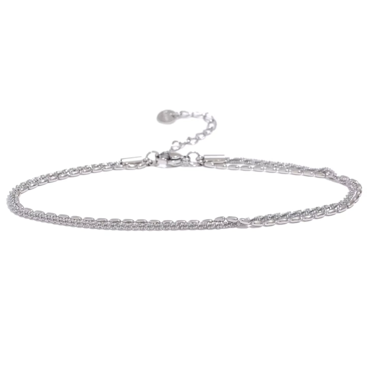 Classic Silver Plated Rope Chain Anklet with a 2mm rope design, crafted in stainless steel.