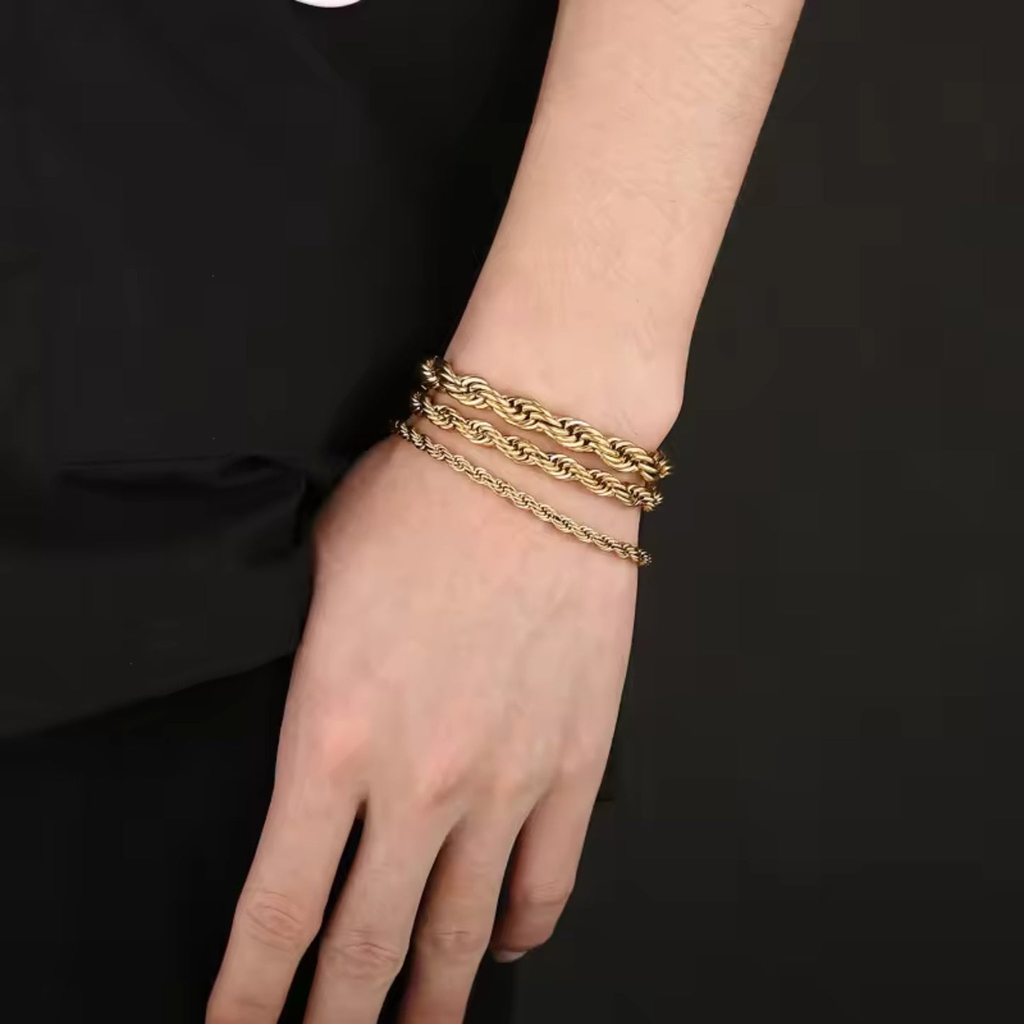 Classic Twisted Rope Chain Bracelet styled on a wrist, showcasing its elegant and versatile design for both casual and formal wear.
