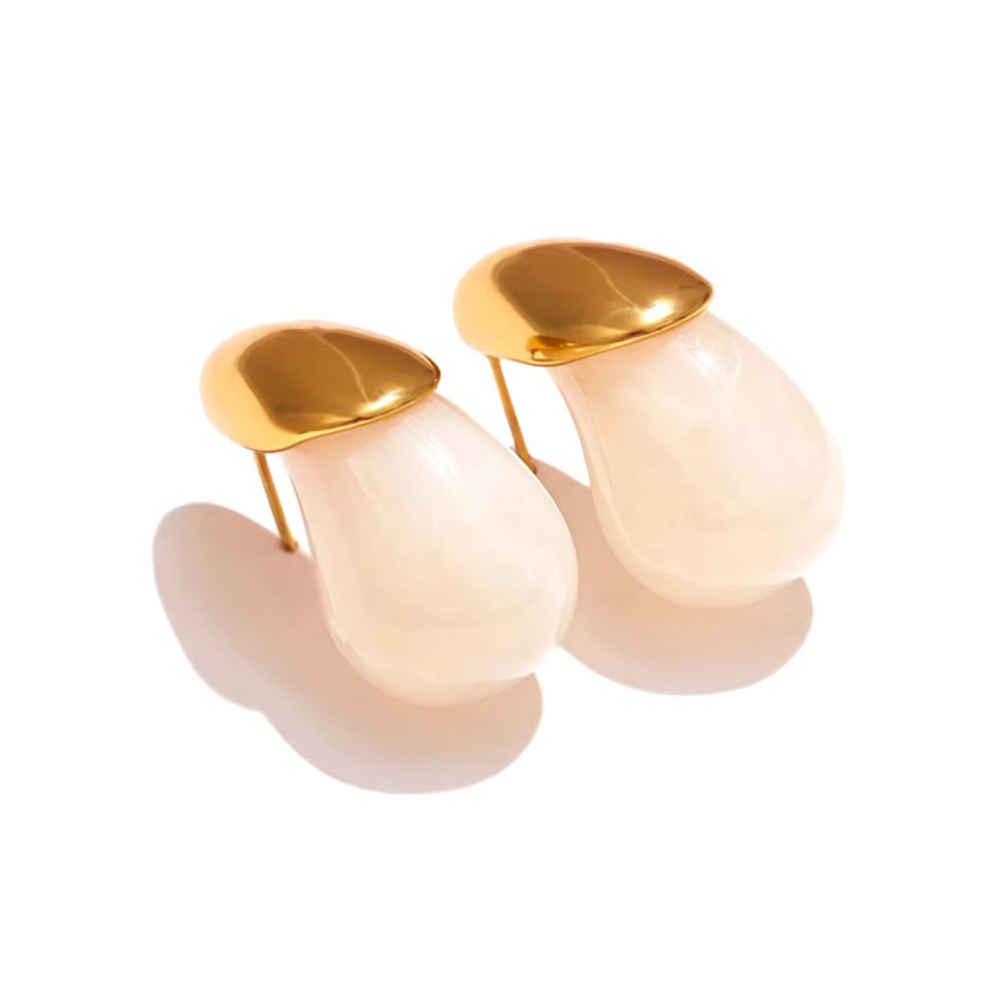 Color Splash Gold-Tipped Drop Earrings in ivory with elegant gold-plated tops.