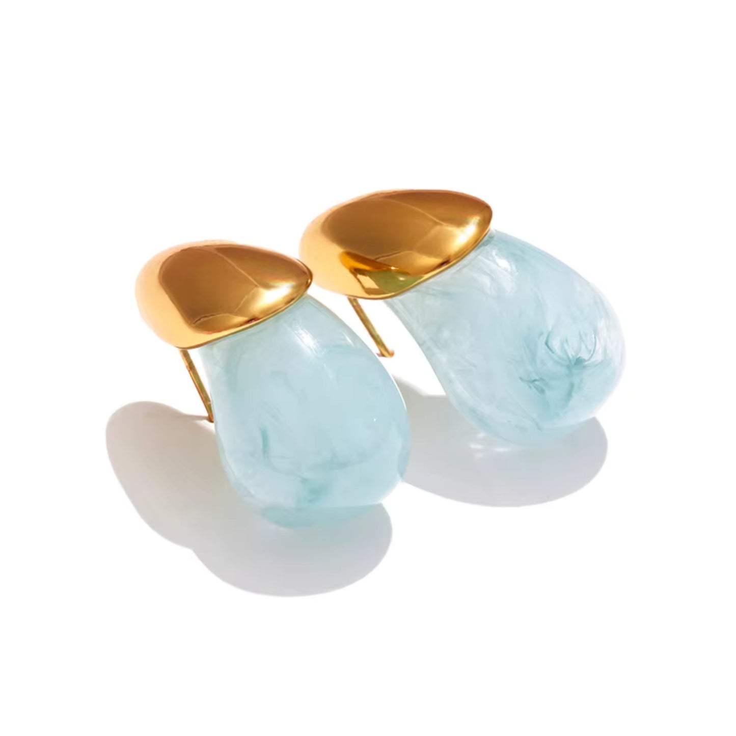 Color Splash Gold-Tipped Drop Earrings in blue with elegant gold-plated tops.
