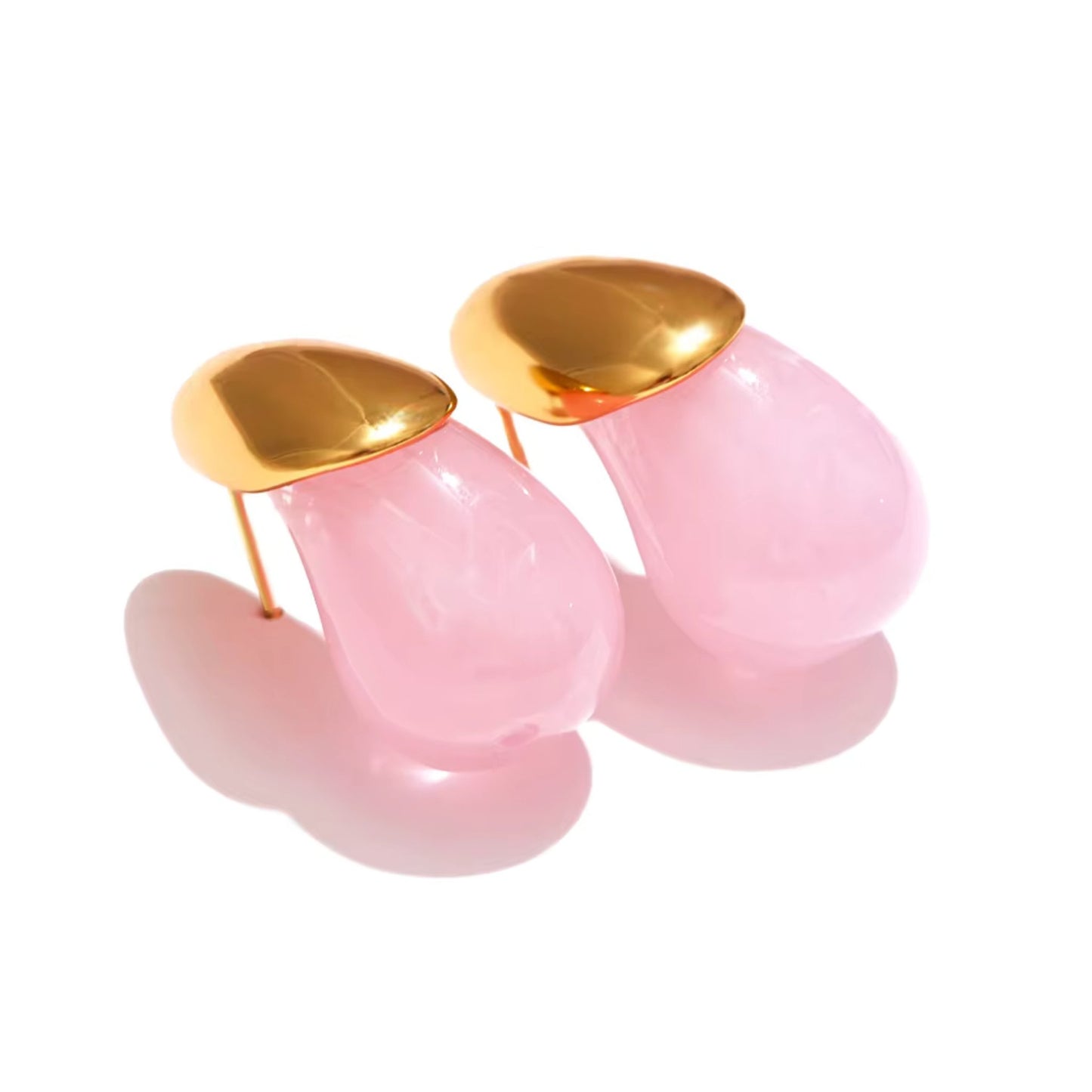 Color Splash Gold-Tipped Drop Earrings in pink with elegant gold-plated tops.