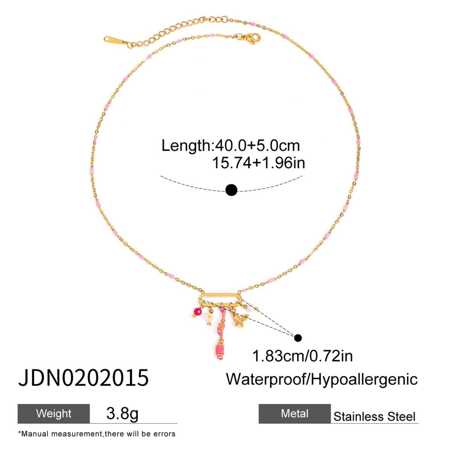 Dainty Pink Charm 18K Gold Plated Necklace
