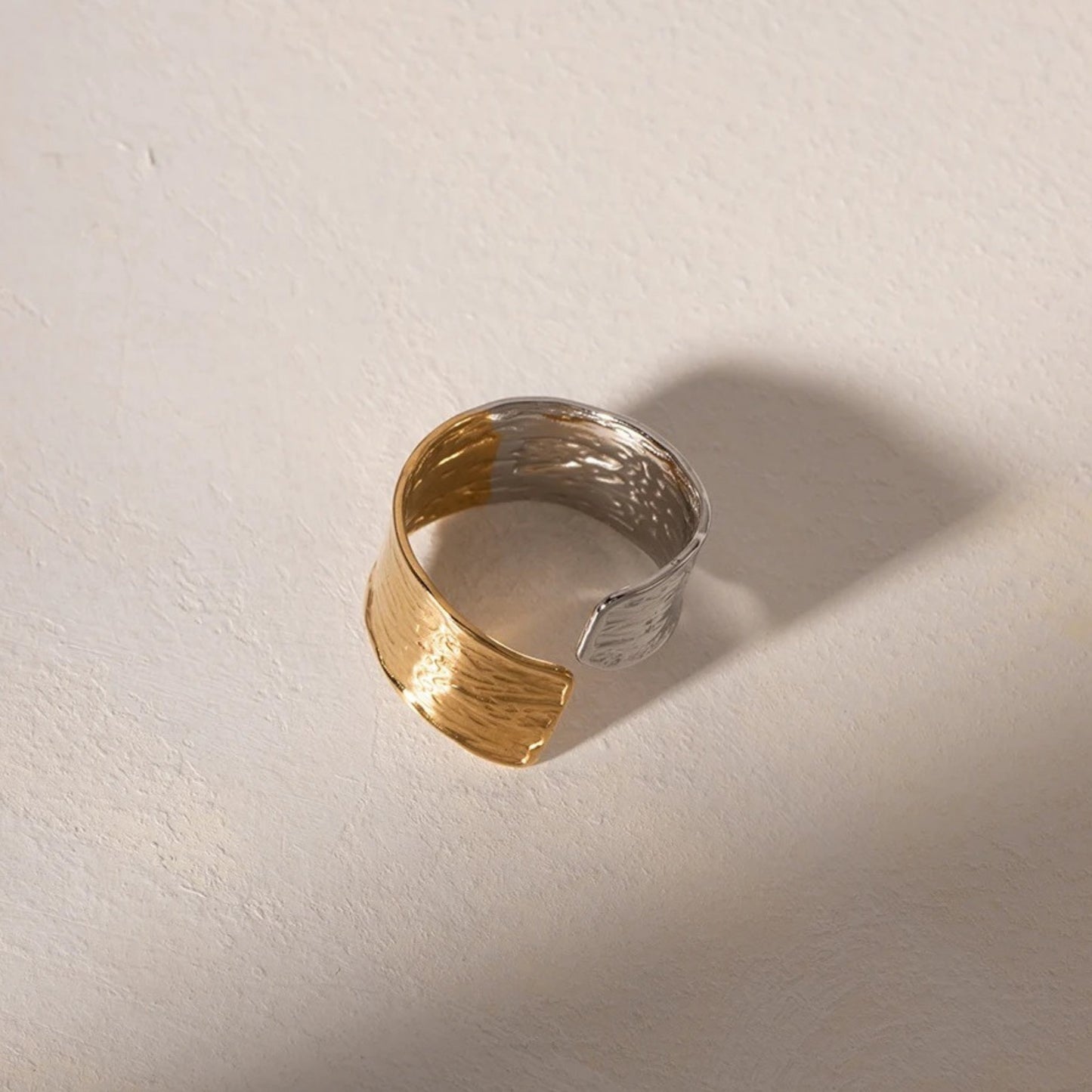 Dual Tone Textured Adjustable Ring