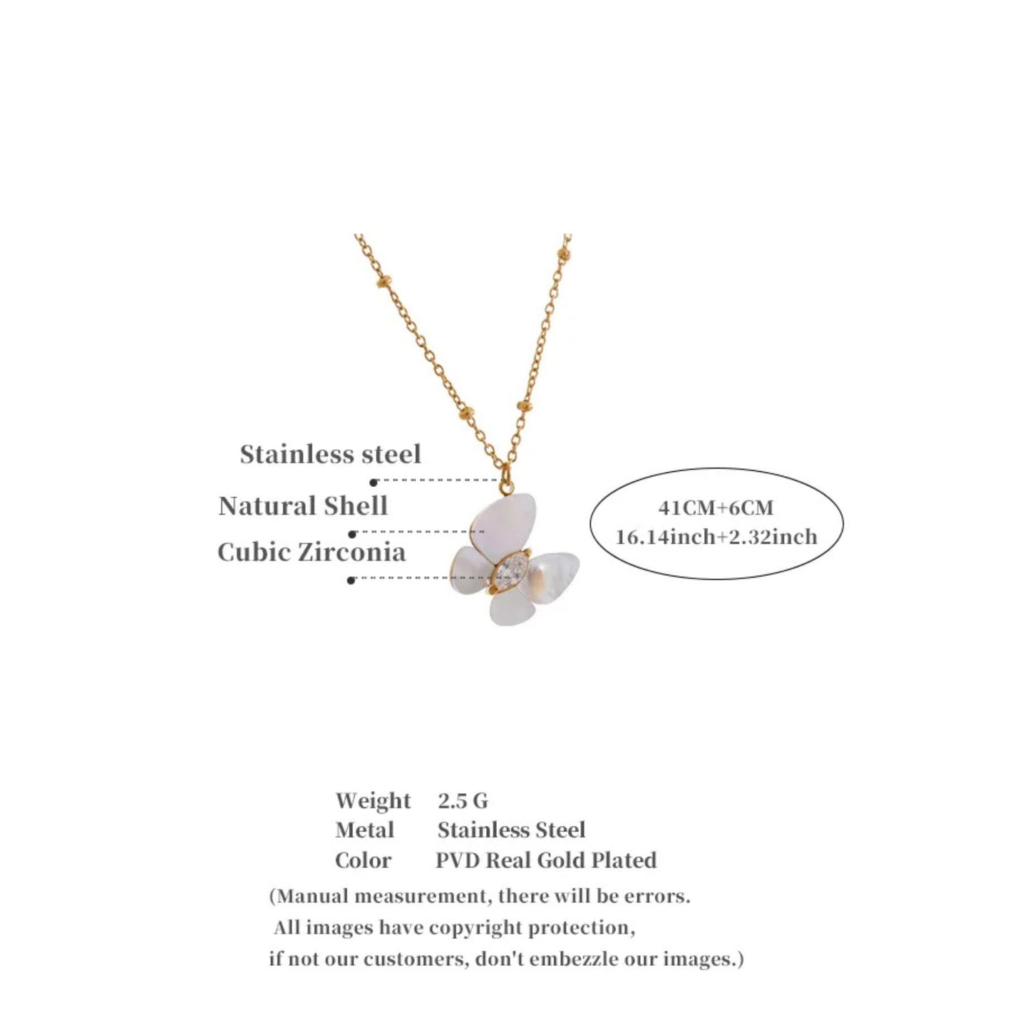 Necklace with Flower Pendant Dimensions and Specifications