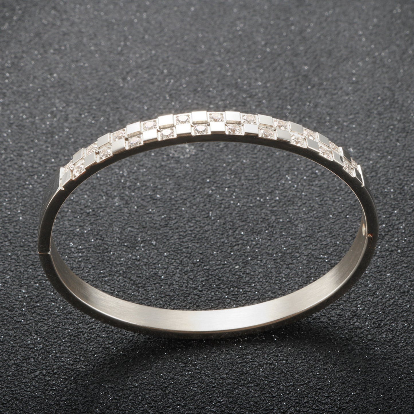 Elegant Sparkling Stainless Steel Cuff Bracelet