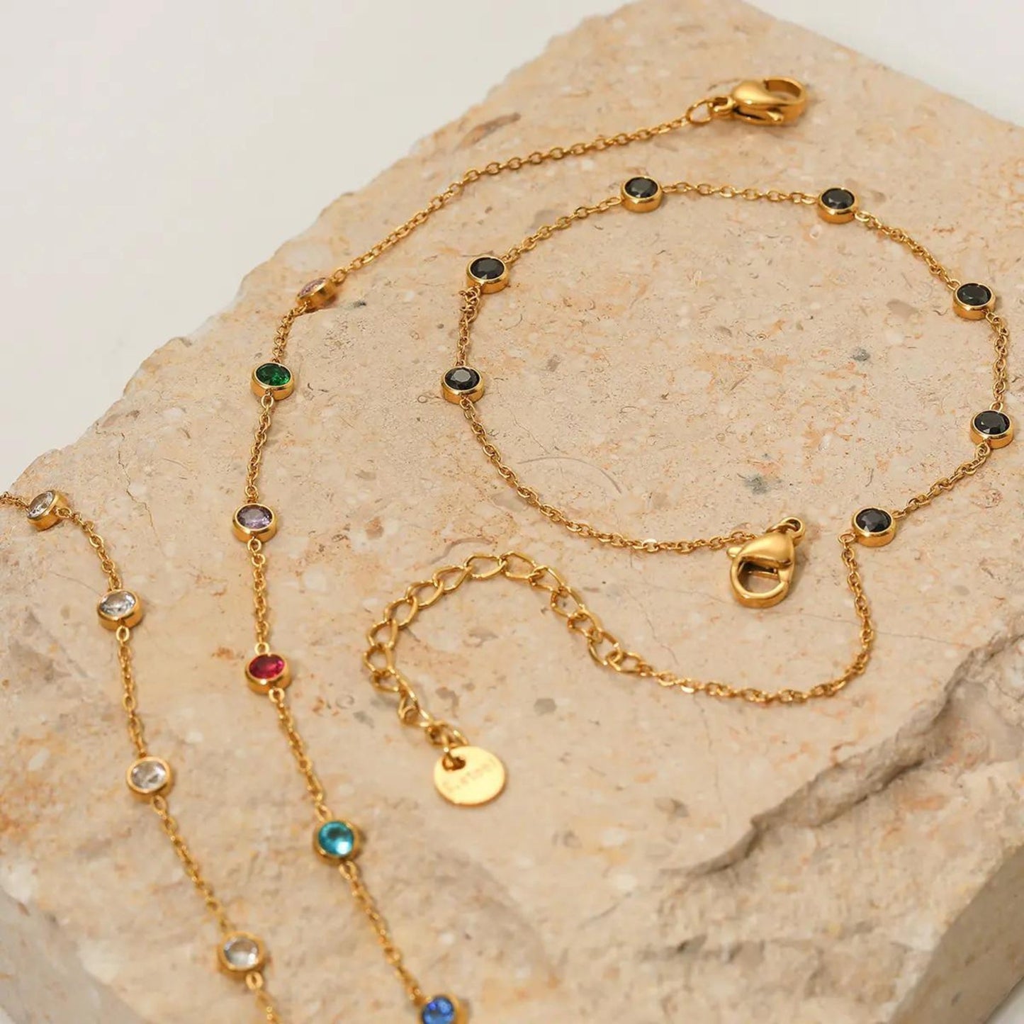Gemstone Elegance 18K Gold Plated Anklet