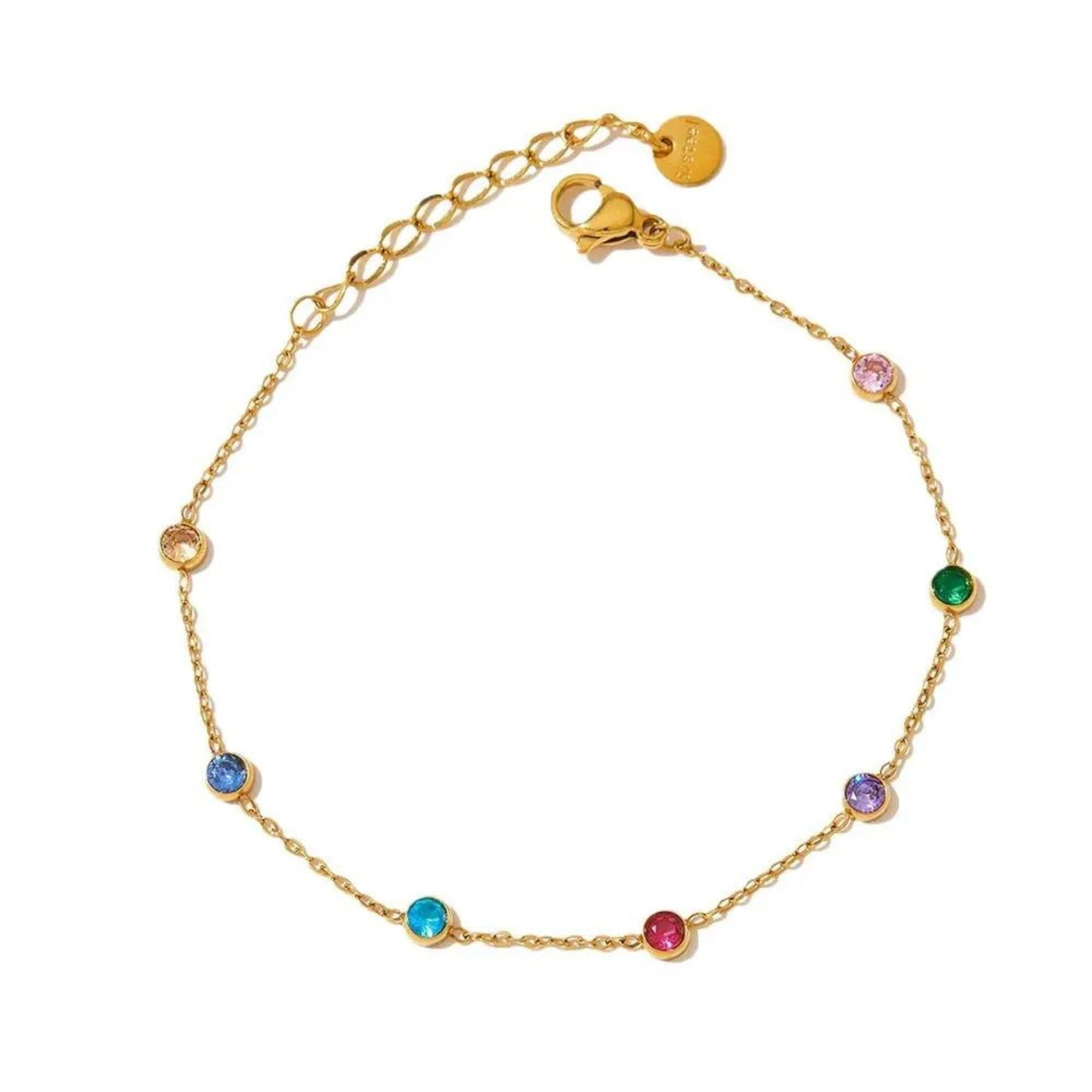 Gemstone Elegance 18K Gold Plated Anklet