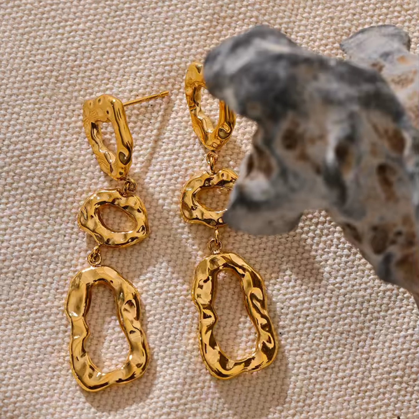 Golden Abstract Drop 18K Gold Plated Earrings