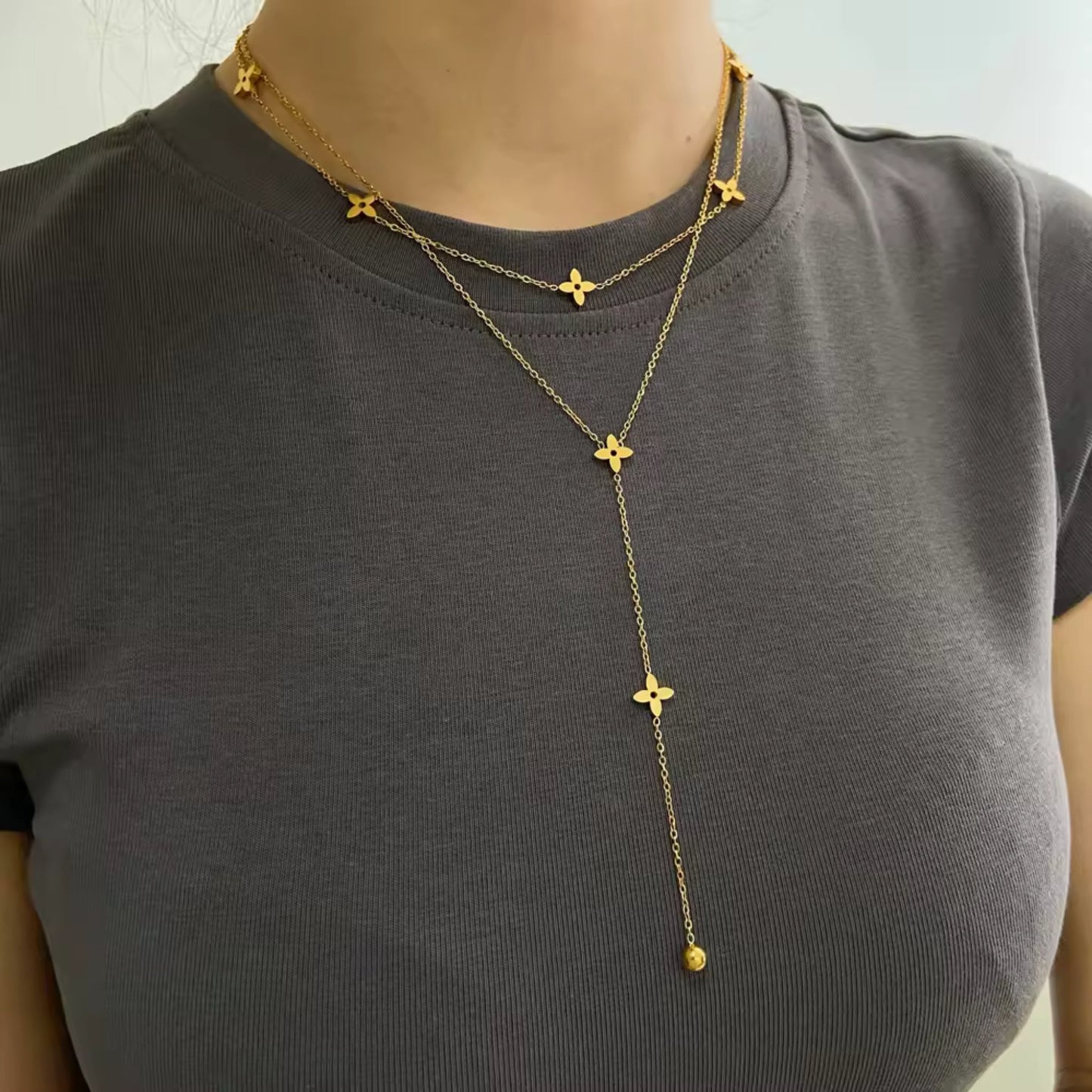 Golden Bloom Y-Chain Necklace