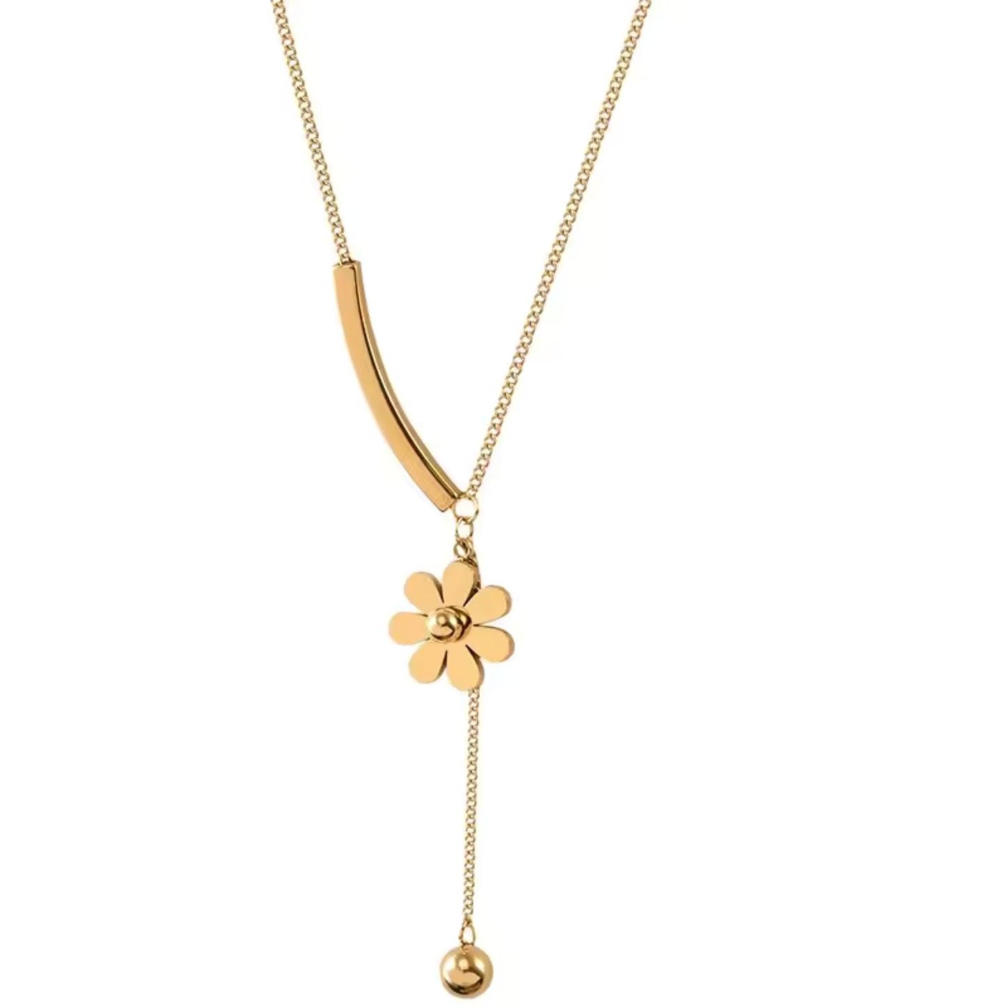 Golden Daisy Charm Necklace