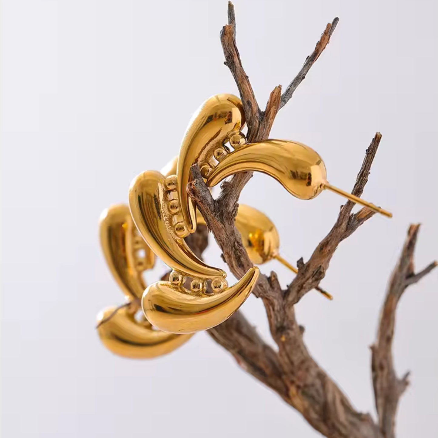 Golden Flow Sculptural 18K Gold Plated Earrings