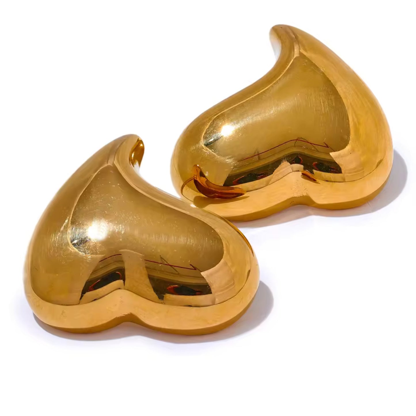 Golden Heart Stud 18K Gold Plated Earrings