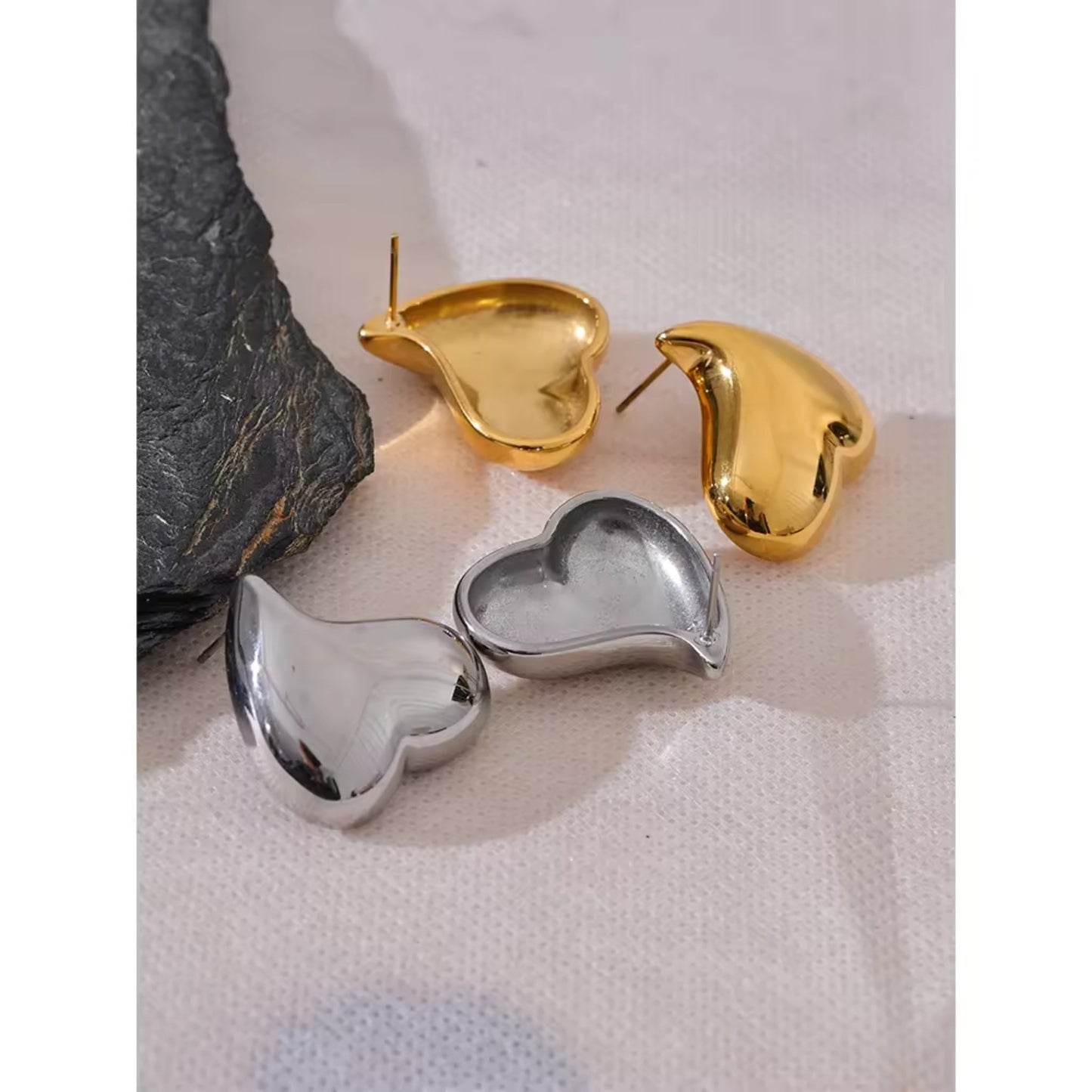 Golden Heart Stud 18K Gold Plated Earrings