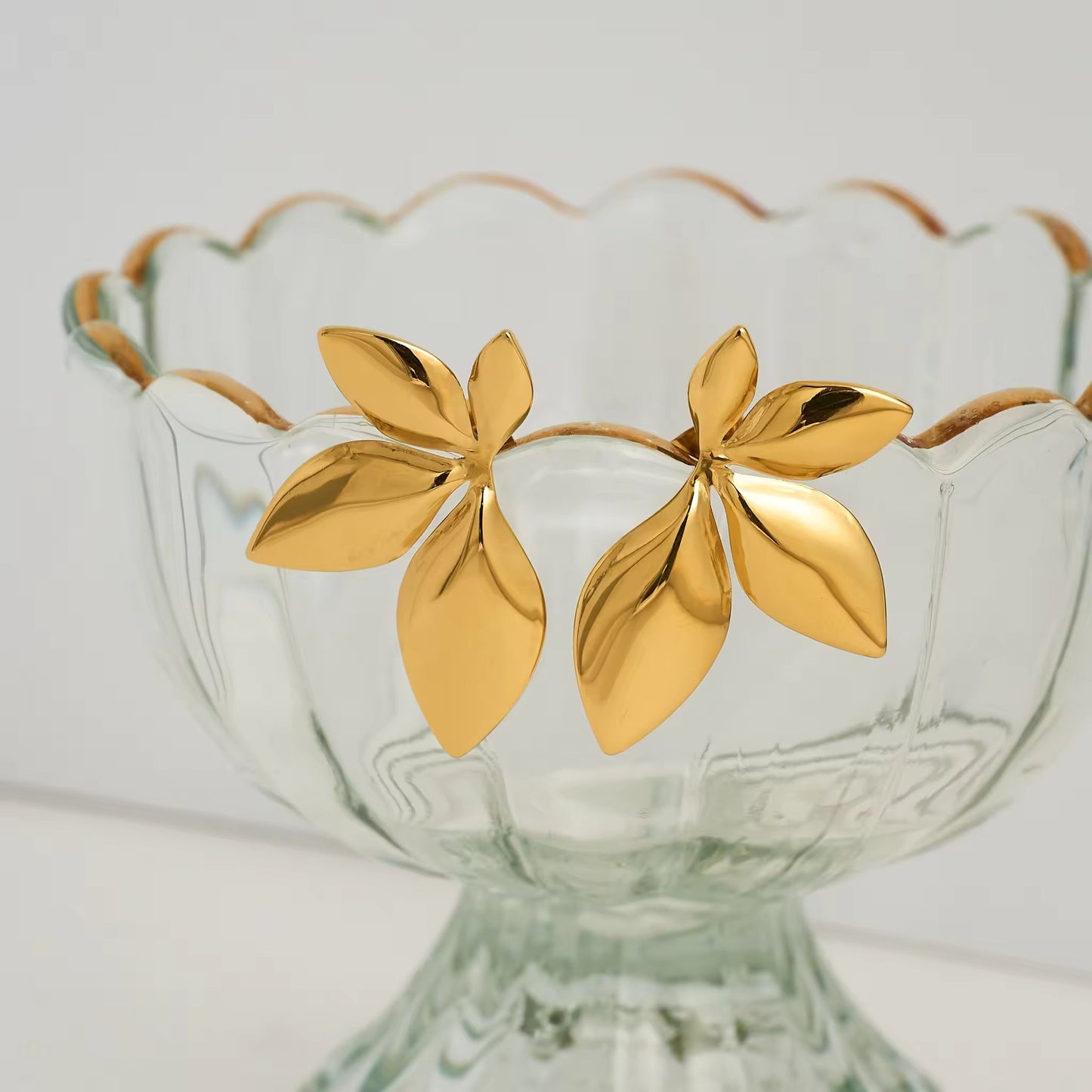 Golden Leaf 18K Gold Plated Stud Earrings