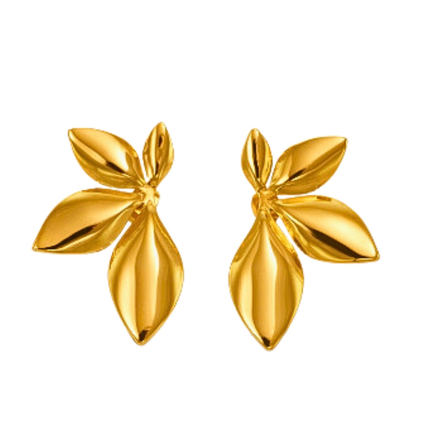Golden Leaf 18K Gold Plated Stud Earrings