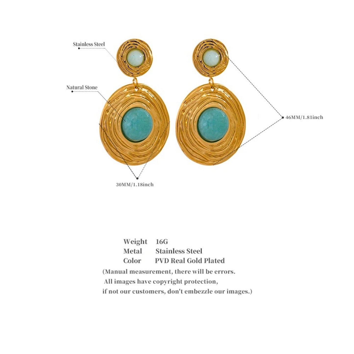 Golden Oasis Turquoise Drop Earrings