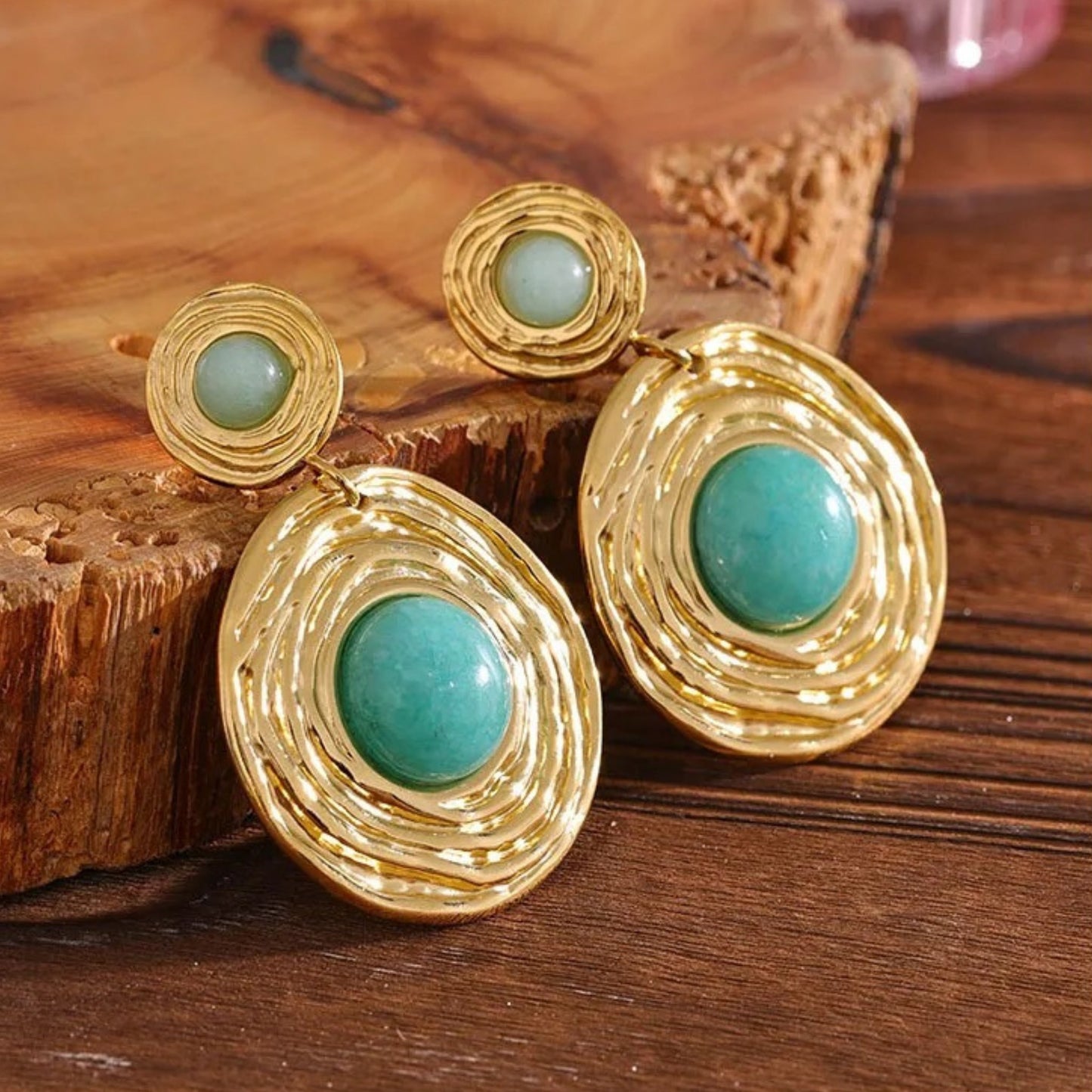 Golden Oasis Turquoise Drop Earrings