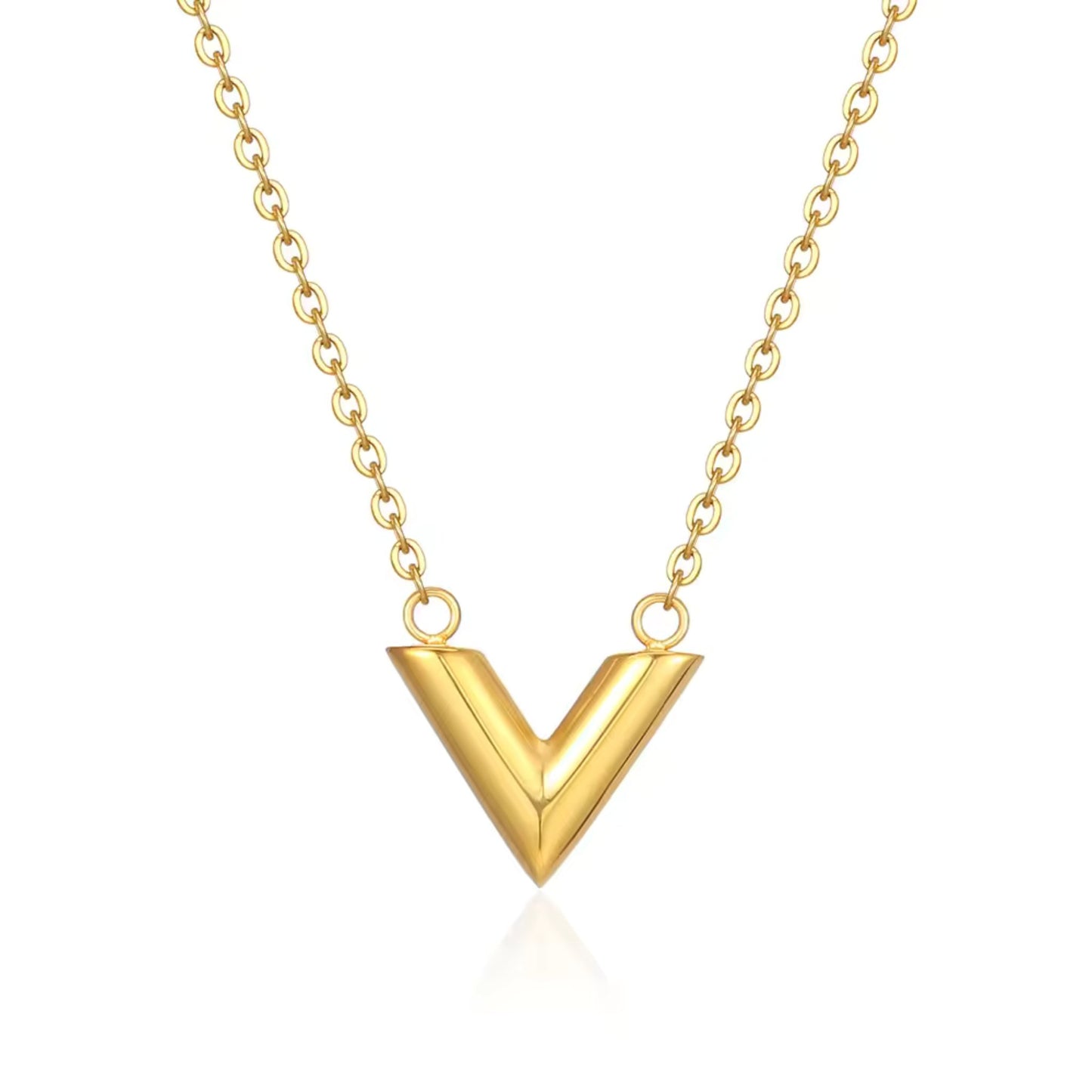 Golden V Charm Necklace