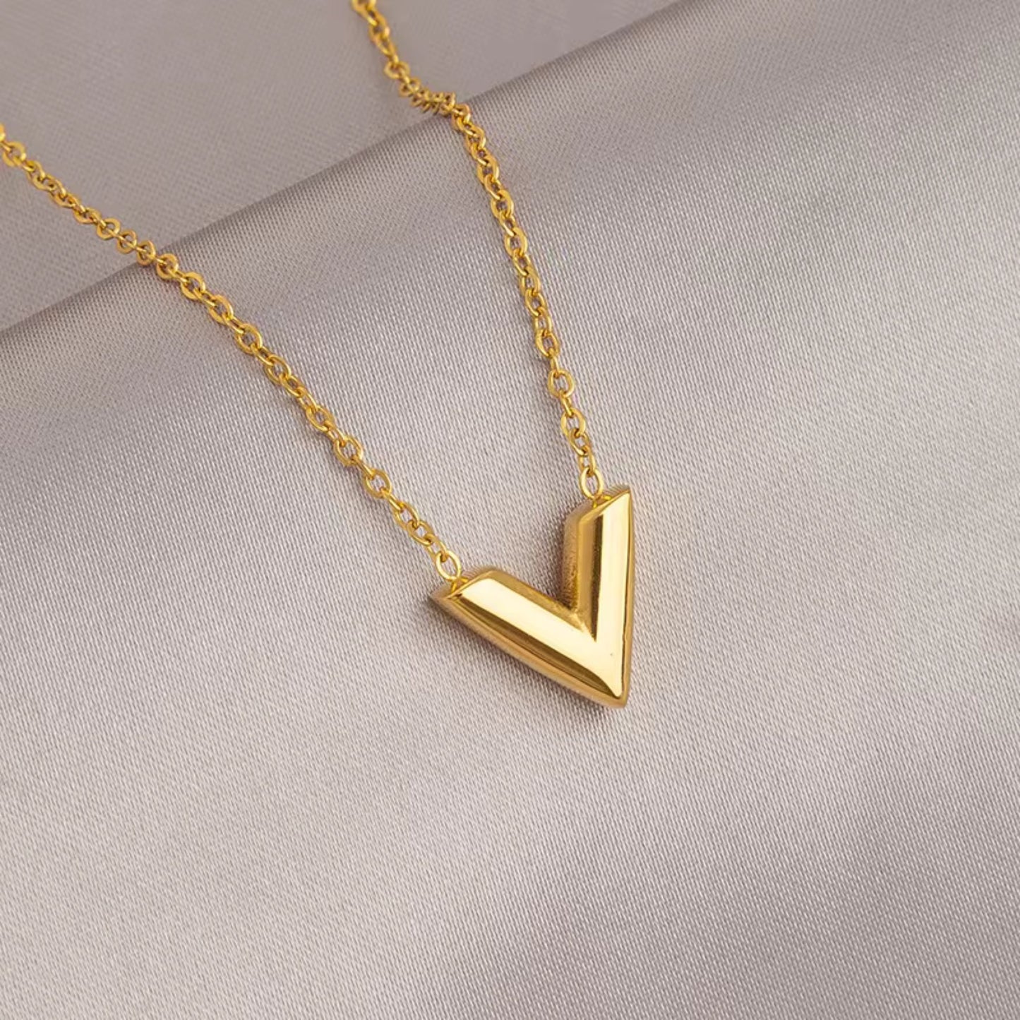 Golden V Charm Necklace