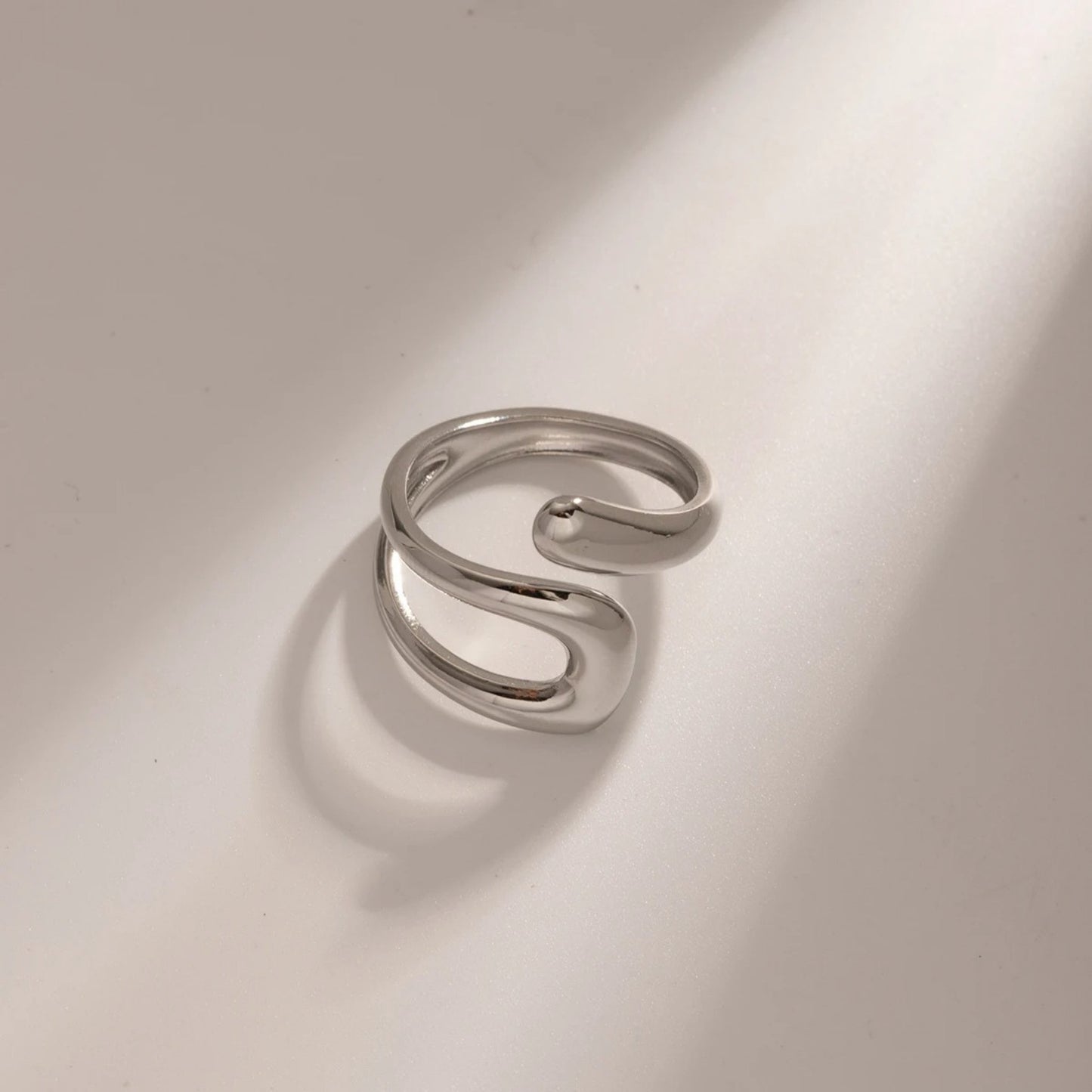 Hollow Cross Band Open Ring