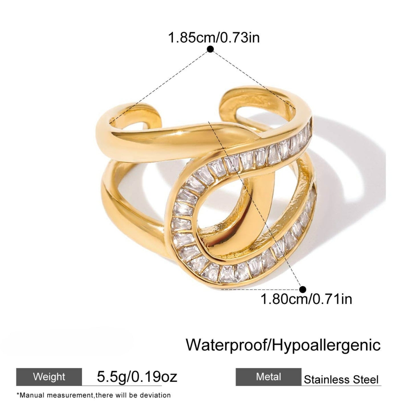 Infinity Sparkle Ring – 18K Gold Stainless Steel