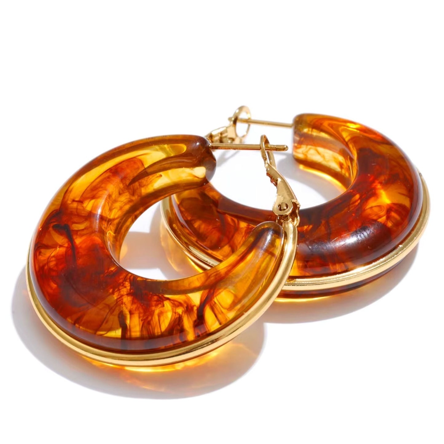 Luna Marble Hoop Earrings