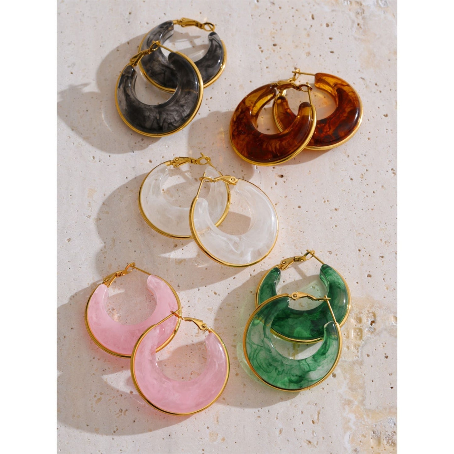 Luna Marble Hoop Earrings