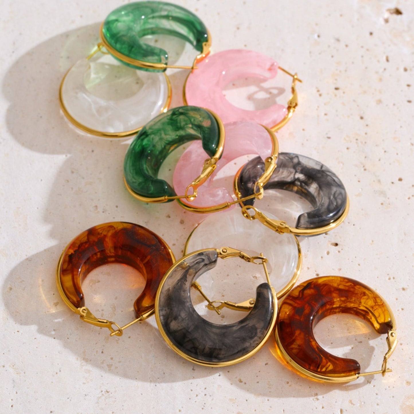 Luna Marble Hoop Earrings