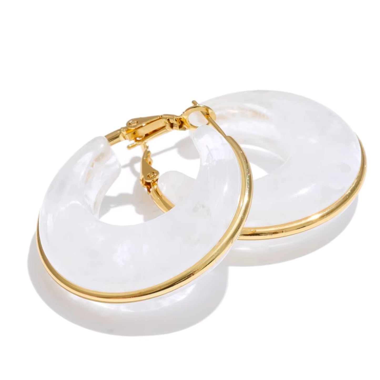 Luna Marble Hoop Earrings