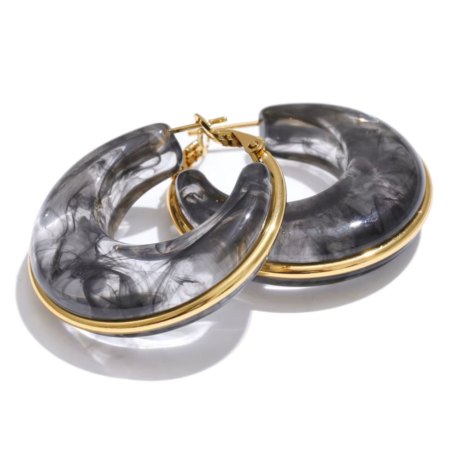 Luna Marble Hoop Earrings