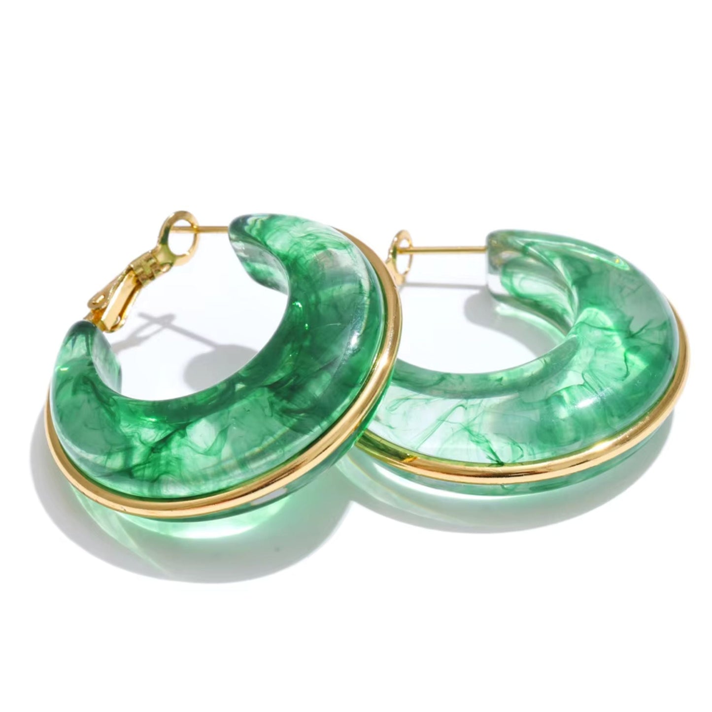 Luna Marble Hoop Earrings