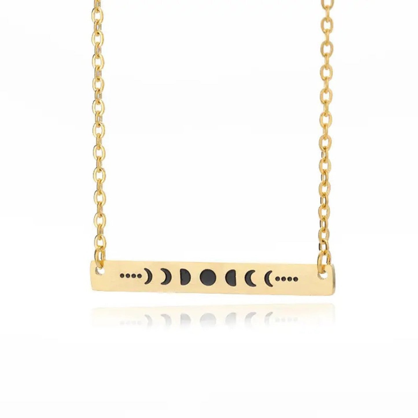Lunar Phases Bar Pendant Necklace