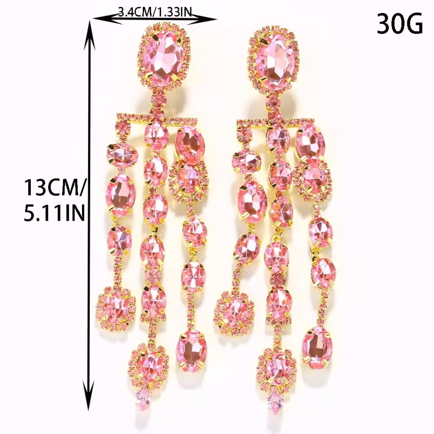 Luxe Pink Crystal Cascade Earrings
