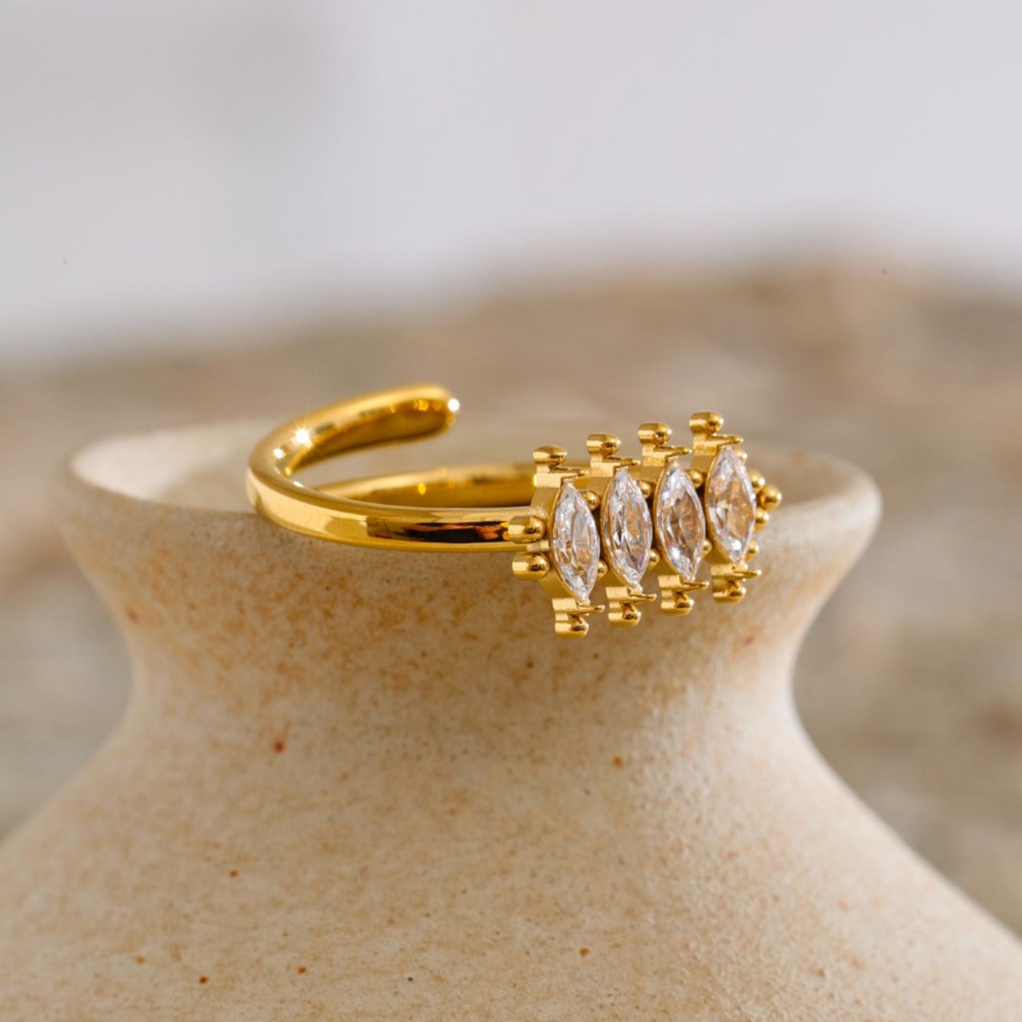 Marquise Sparkle Adjustable Gold plated Ring