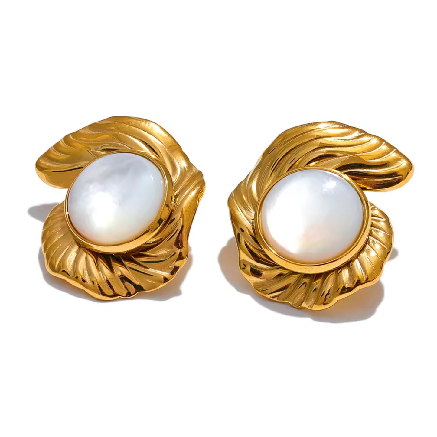 Ocean’s Embrace Gold Shell 18K Gold Plated Earrings