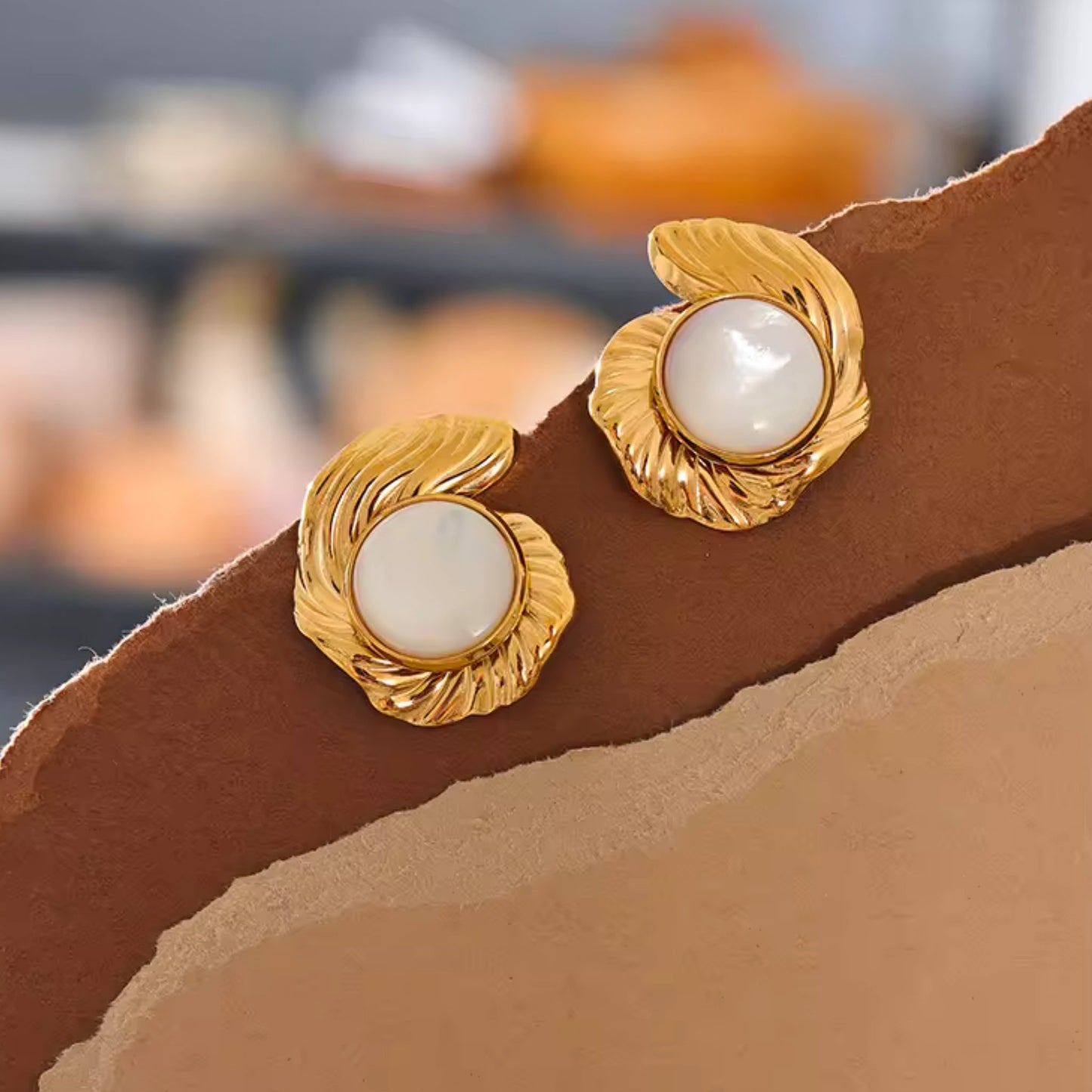 Ocean’s Embrace Gold Shell 18K Gold Plated Earrings