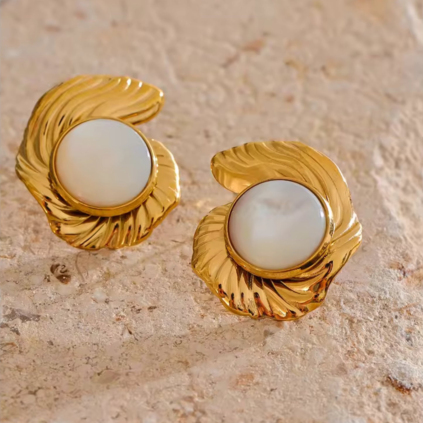 Ocean’s Embrace Gold Shell 18K Gold Plated Earrings