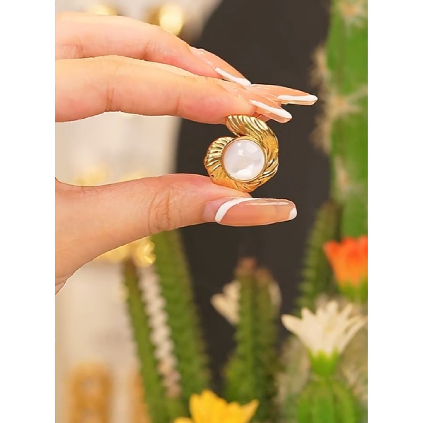 Ocean’s Embrace Gold Shell 18K Gold Plated Earrings