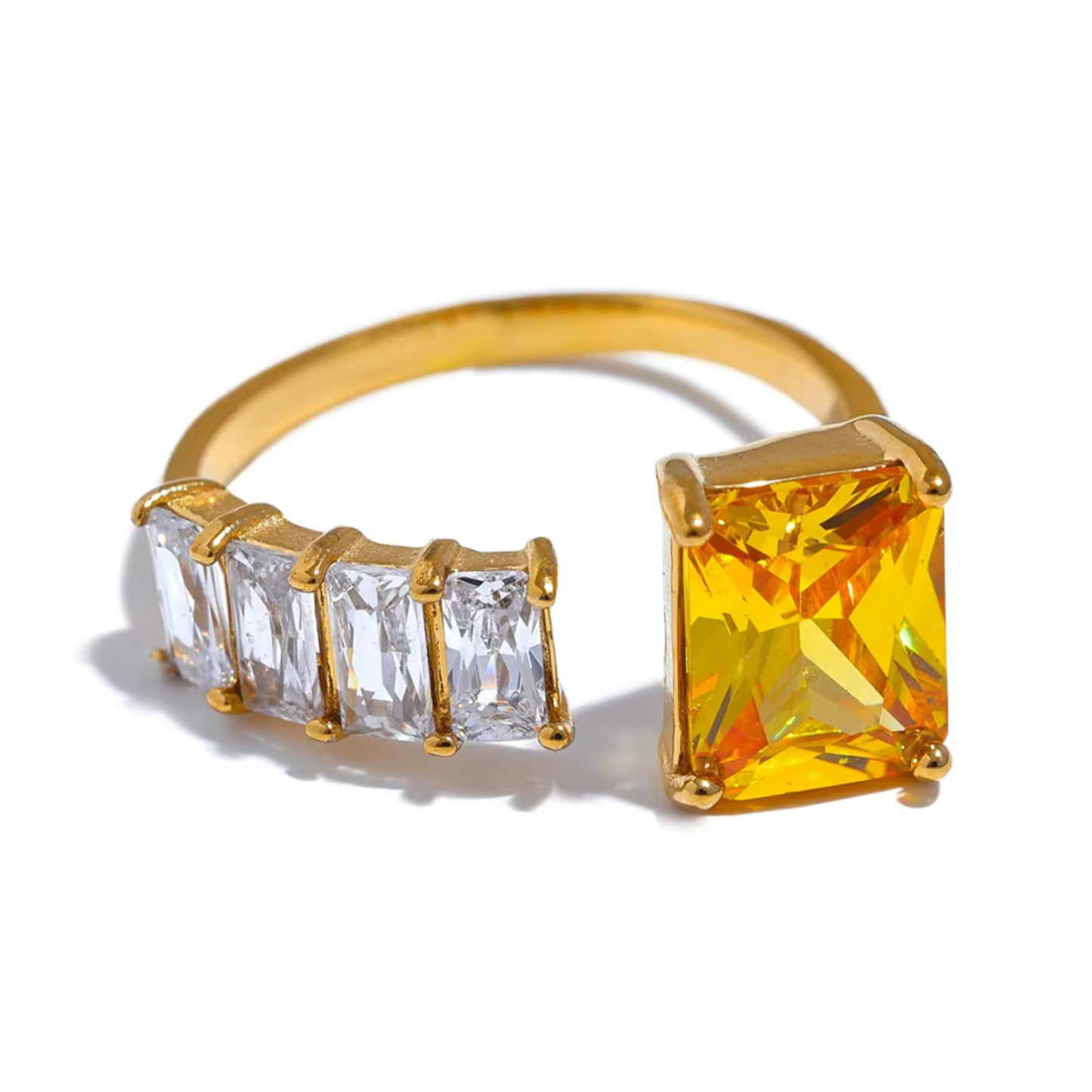 Prism Princess Gemstone 18K Gold Plated Ring