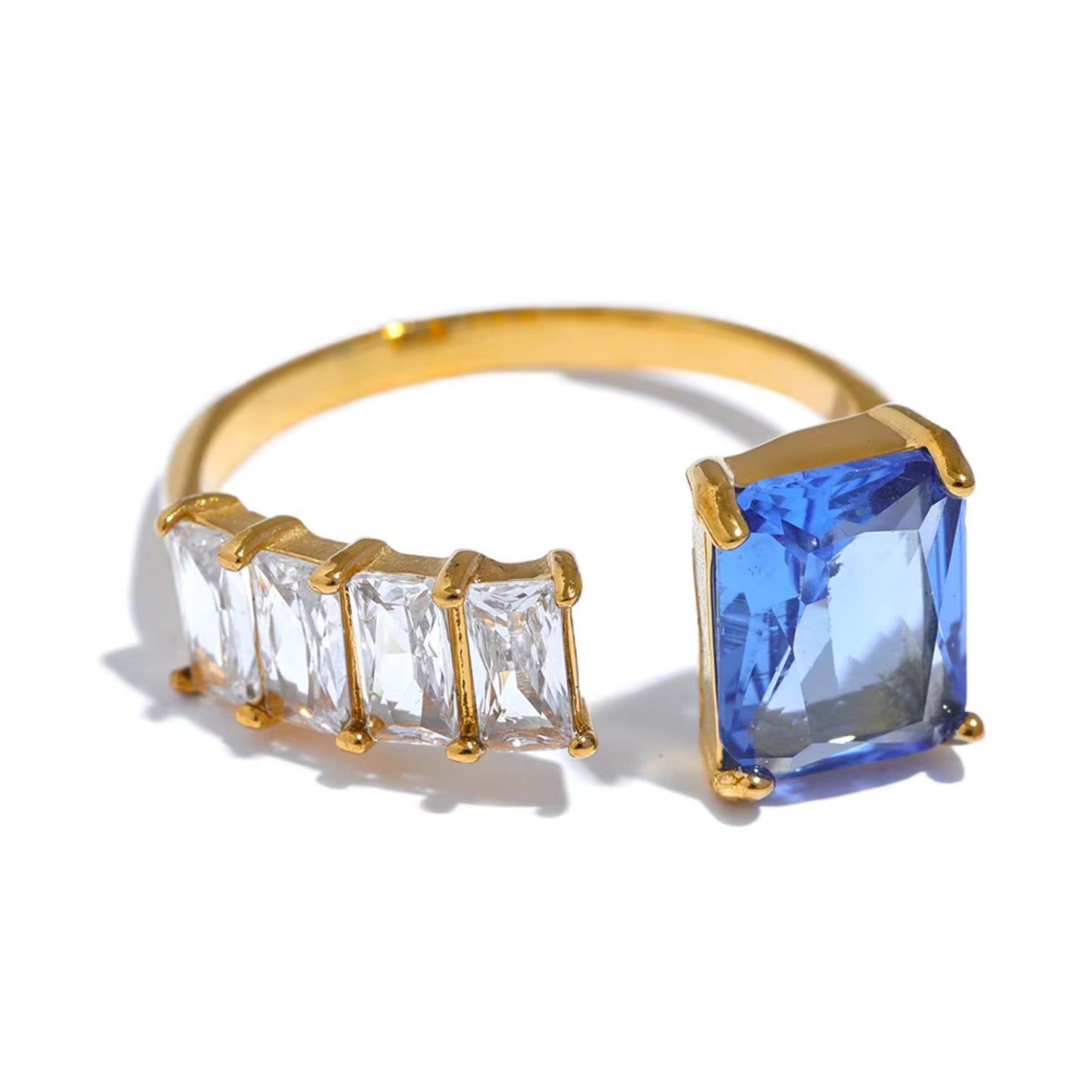 Prism Princess Gemstone 18K Gold Plated Ring